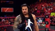Roman Reigns delivering the pipe bomb